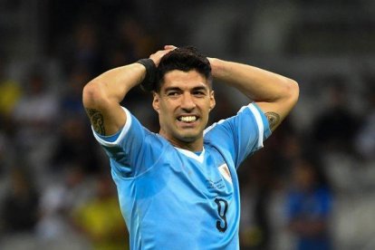 Luis Suárez, durante el partido ante Ecuador.-AFP