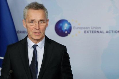 Jens Stoltenberg, secretario general de la OTAN, el pasado lunes, en Bruselas.-EFE / STEPHANIE LECOCQ