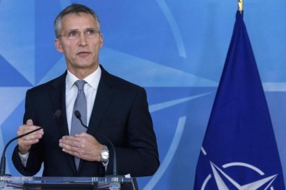 El secretario general de la OTAN  Jens Stoltenberg  habla sobre los resultados electorales de Estados Unidos durante una rueda de prensa en la sede de la OTAN en Bruselas-EFE / STEPHANIE LECOCQ