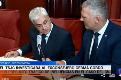 Una captura del 'Telediario' en la que puede leerse el titular de la noticia sobre Germà Gordó con el antetítulo "desafío secesionista".-TVE