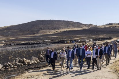 El presidente del Gobierno, Pedro Sánchez, visita las zonas afectadas por el incendio en la provincia de Ávila. RICARDO MUÑOZ-MARTÍN / ICAL