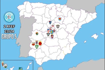 Mapa del grupo 5 en el que jugará el Numancia