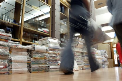 Libros de texto en una librería de Soria en una imagen de archivo.