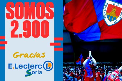 El Numancia daba las gracias a hipermercado E. Leclerc.