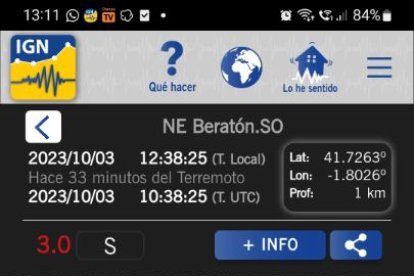 Documento del IGN sobre el terremoto en Beratón.