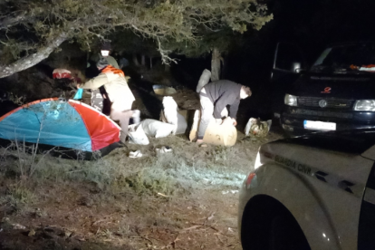 Desalojo de recolectores de setas acampados de forma ilegal en Soria.