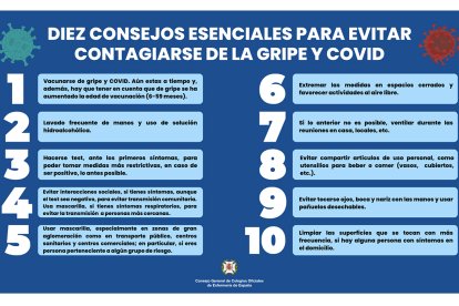 Decálogo de consejos contra la gripe y el covid.