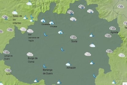 Previsión para este sábado en la franja horaria de las 18 horas.