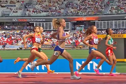 Marta Pérez en una prueba internacional con la selección española.