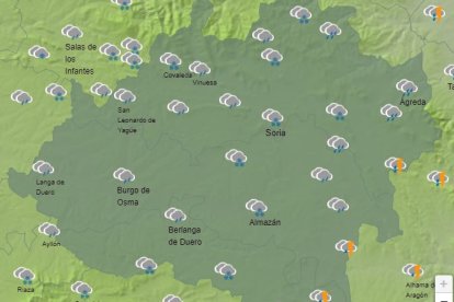 Predicción de la Aemet para Soria este Viernes Santo en la franja de las 17 horas.