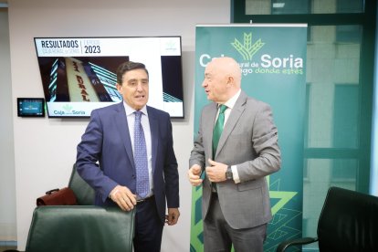 Carlos Martínez y Domingo Barca, en la presentación de las cuentas de Caja Rural de 2023