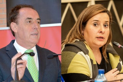 A la izquierda, Benito Serrano, presidente de la Diputación de Soria; a la derecha, Esther Pérez, portavoz socialista.