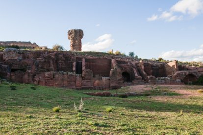 Muralla romana en el yacimiento de Tiermes.