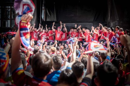 Celebración del ascenso del Numancia hace dos años tras ganar al Ebro.