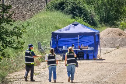 Dispositivo policial ayer en Medinaceli (Soria).