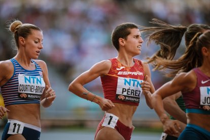 Marta Pérez durante una competición con la selección española.