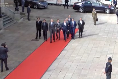 El Rey Felipe VI en la plaza Mayor de Soria.