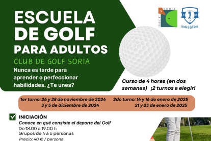 Cartel anunciador de la escuela de golf.