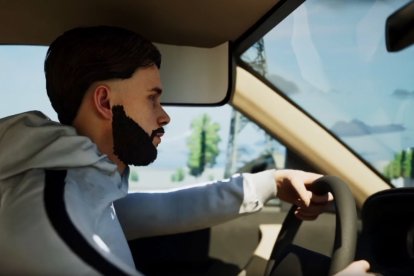 Recreación del sistema de Smart Sun Visor, un parasol flexible de deslizamiento automático para evitar los deslumbramientos por el sol.