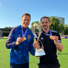 José Antonio Culebras y Kenio Gonzalo con el título de campeón de Europa.