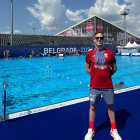 El nadador soriano posa con las medallas conseguidas en Belgrado.