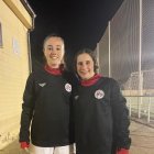 Las dos jugadoras sorianas durante un entrenamiento con la Sub-16 de Castilla y León Femenina.