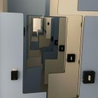 Taquillas en uno de los nuevos vestuarios del Santa Bárbara.