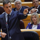 El presidente del Gobierno, Pedro Sánchez, durante un pleno del Senado, el pasado 11 de septiembre.-JOSE LUIS ROCA