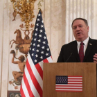 Mike Pompeo, el secretario de Estado de los EEUU en una conferencia de prensa.-AFP