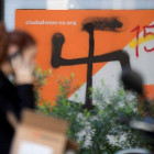 La sede de Ciudadanos en Barcelona el pasado martes con pintadas, al día siguiente de darse a conocer la sentencia del ’procés’.-EFE
