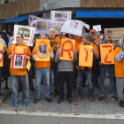 Manifestación de la plataforma de jubilados frente a la sede del PP en Barcelona el pasado 26 de octubre.-JORDI COTRINA