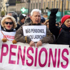 Manifestación de pensionistas en Madrid, este sábado.-EFE