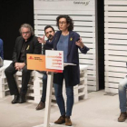 Marta Rovira discursea en el mitin de ERC en Blanes, acompañado por (de izquierda a derecha) Ruben Wagensberg, Joan Tardà, Roger Torrent y Carles Mundó.-ICONNA / GLÒRIA SÀNCHEZ