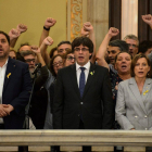 Puigdemont y Junqueras durante la DUI en 2017-