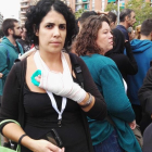 Marta Torrecilla agredida (4U21) en el Instito Pau Claris.-ERNEST ALÓS