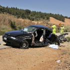 Estado en el que quedó el vehículo accidentado en Soria.-VALENTIN GUISANDE