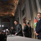 El líder de la Liga, Matteo Salvani, en una rueda de prensa tras reunirse con el presidente italiano Sergio Mattarella.-/ ALESSANDRO DI MEO (ROMA)