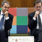 Zapatero y Rajoy coinciden: La Constitución ha traído 40 años de éxito.-J. CASARES / EFE