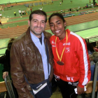 Brenda Mateo junto a su entrenador Javier García Chico.-Caep Soria