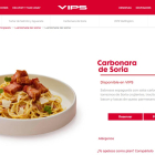 Carbonara con torreznos de Soria en la página web de Vips. HDS