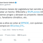 Tweet de García-Gallardo cargando contra Soria Ya. HDS