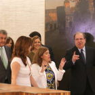 Acto de toma de posesión de Juan Vicente Herrera como presidente de la Junta de Castilla y León. En la imagen, a la llegada al acto acompañado de la vicepresidenta del Gobierno, Soraya Sáez de Santamaría, del presidente del Senado, Jesús Posada; y la secr-Ical
