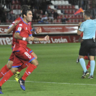 Escassi celebra su gol que era el momentáneo 2-0 ante el Sporting de Gijón.-Daniel Rodríguez