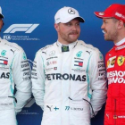 Lewis Hamilton, Valtteri Bottas y Sebastian Vettel, los más veloces en la quali de Baku.-REUTERS / MAXIM SHEMETOV