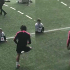 Cavani juega a fútbol con un niño sin piernas.-TWITTER