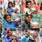 Rafael Nadal posa con la Copa de los Mosqueteros en cada una de sus 12 ediciones victorias en París.-REUTERS