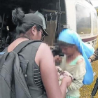 Liberada. La niña, tras ser rescatada de su secuestro en la selva boliviana.-