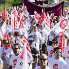 Trabajadores de la planta en la manifestación que se celebró el viernes./ A. M. -