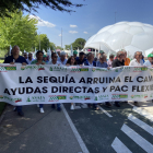 Manifestantes en Valladolid para exigir ayudas por la sequía. HDS