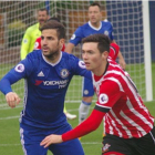 Cesc, en una acción del partido que disputó con el filial del Chelsea.-
